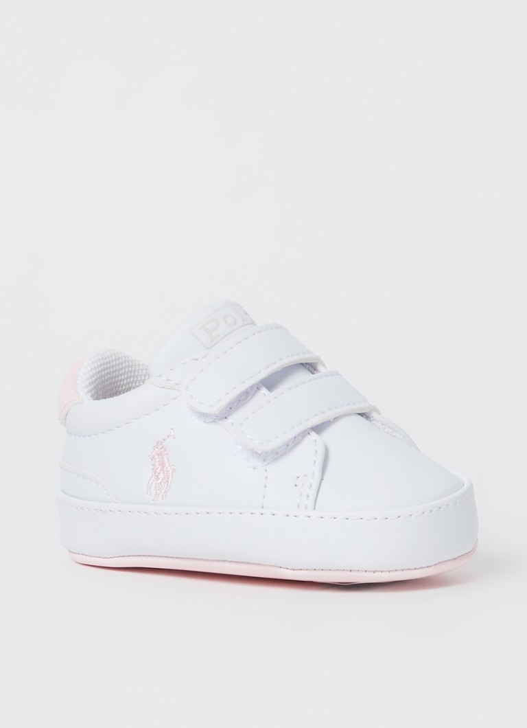 Ralph Lauren Jongens Heritage Court II babyschoentje met logoborduring in de kleur Lichtroze, maat: 17