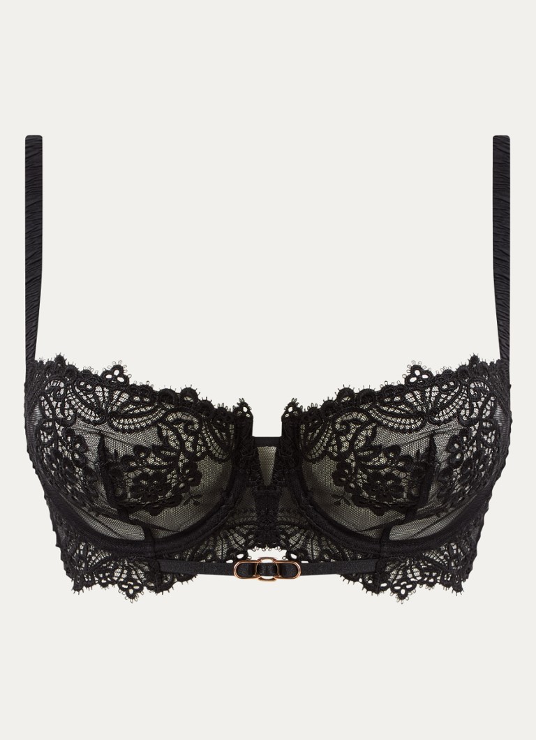 Simone Pérèle Dames Idole beugel bh van mesh met borduring in de kleur Zwart, maat: 85B