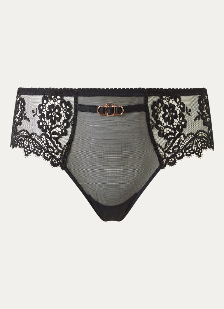 Simone Pérèle Dames Idole hipster van mesh met borduring in de kleur Zwart, maat: 40