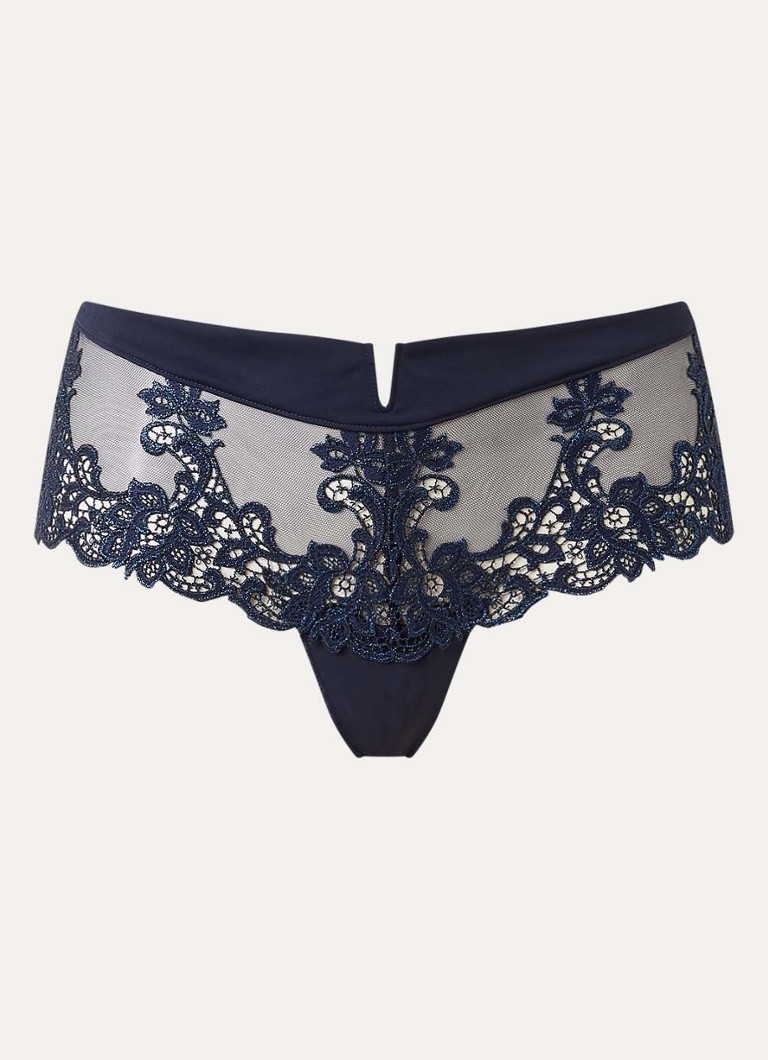 Simone Pérèle Dames Saga slip met kant en mesh in de kleur Donkerblauw, maat: 36