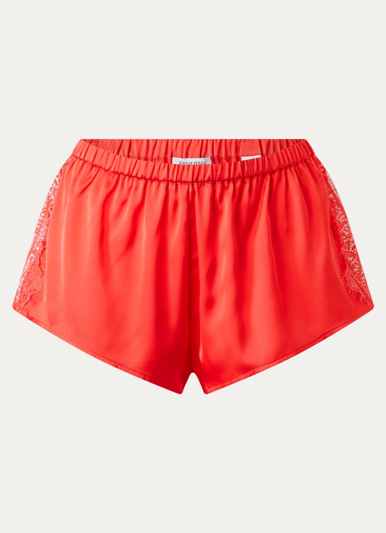 Simone Pérèle Dames Satin Secrets pyjamashort met kant in de kleur Donkerroze, maat: 36