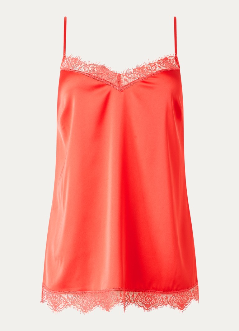 Simone Pérèle Dames Satin Secrets top met kant in de kleur Rood, maat: 36