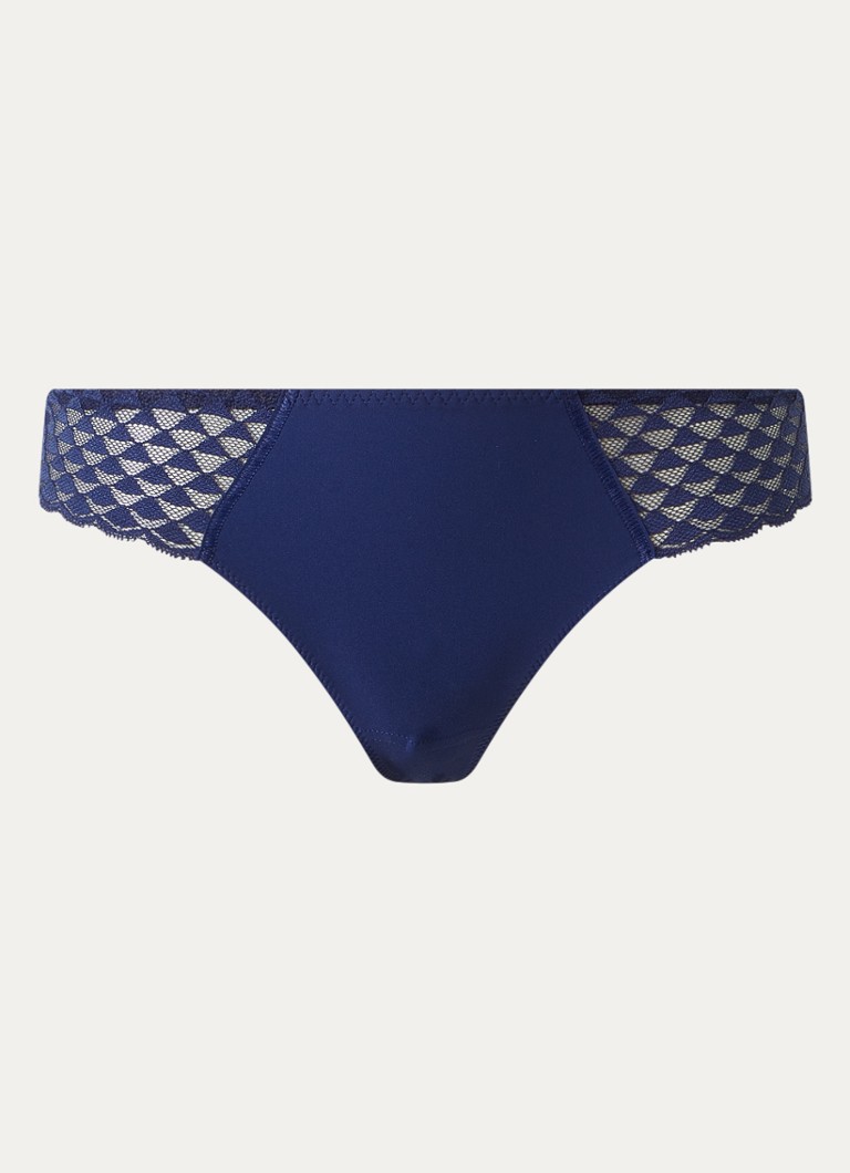Simone Pérèle Dames Subtile slip met kant in de kleur Donkerblauw, maat: 36
