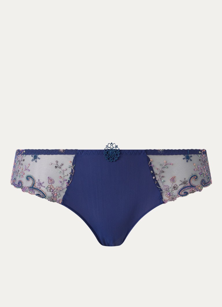 Simone Pérèle Dames Delice slip met borduring in de kleur Royalblauw, maat: 40