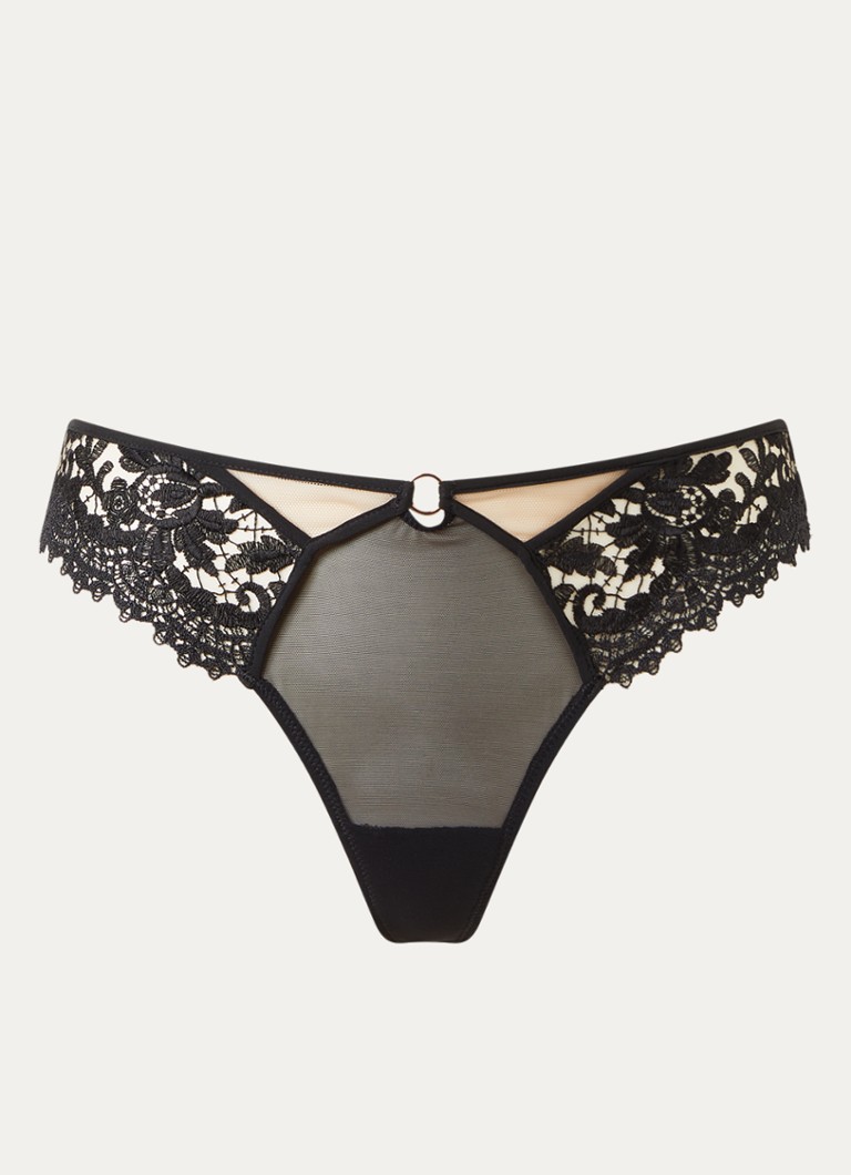Simone Pérèle Dames Fantasme tanga met mesh en kant in de kleur Paars, maat: 38