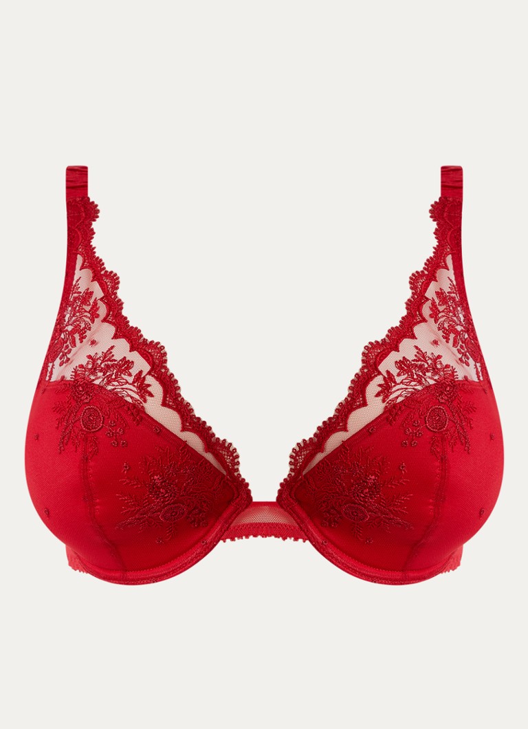 Simone Pérèle Dames Intrigue beugel bh met overlay van mesh in de kleur Rood, maat: C85