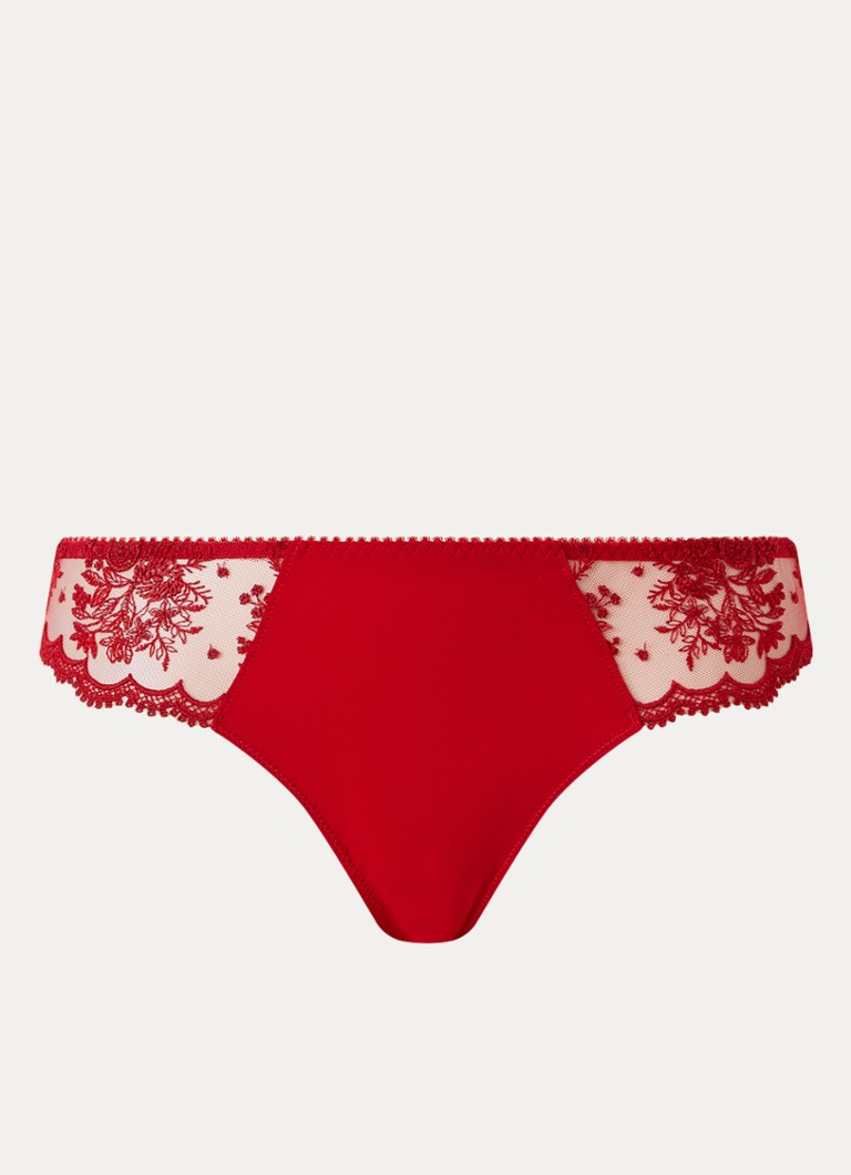 Simone Pérèle Dames Intrigue slip met mesh in de kleur Rood, maat: 44