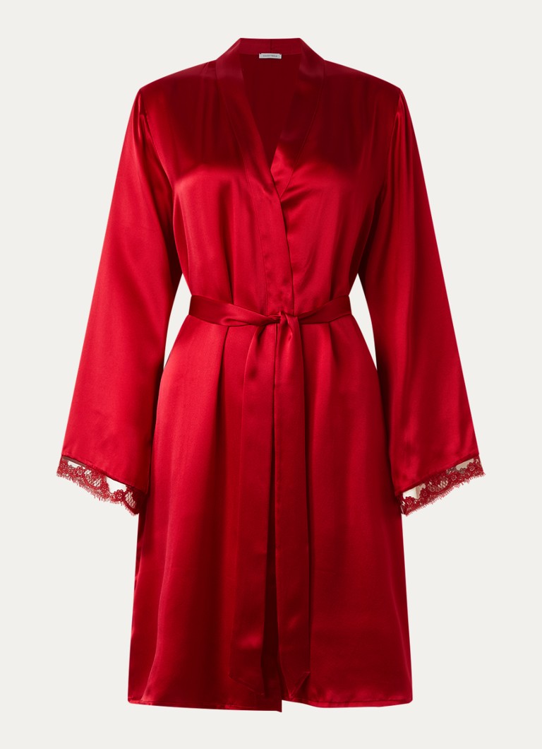 Simone Pérèle Dames Love Me Kimono van zijde in de kleur Rood, maat: LXL
