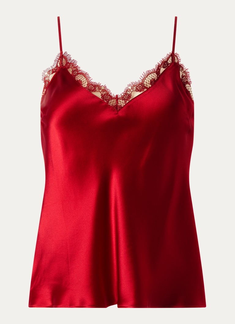 Simone Pérèle Dames Love Me pyjamatop van zijde in de kleur Rood, maat: L