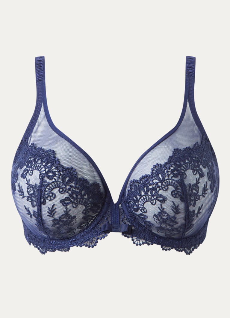 Simone Pérèle Dames Passion plunge beugel bh van mesh met kant in de kleur Donkerblauw, maat: B75