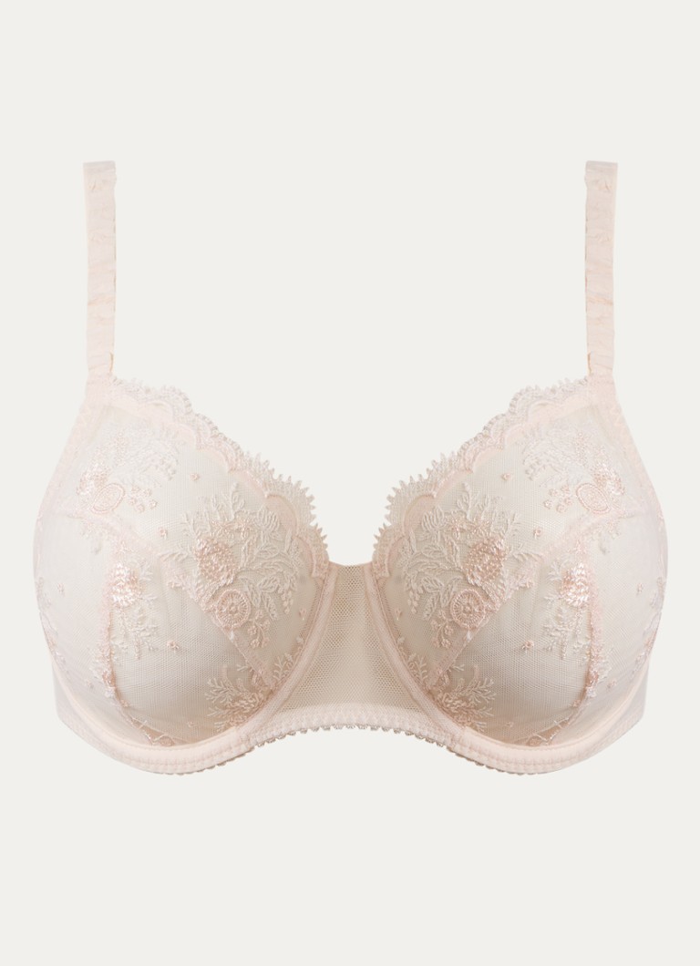 Simone Pérèle Dames Intrigue beugel bh van mesh met borduring in de kleur Lichtroze, maat: F75