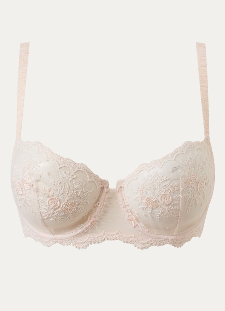 Simone Pérèle Dames Intrigue beugel bh van mesh met borduring in de kleur Lichtroze, maat: E75