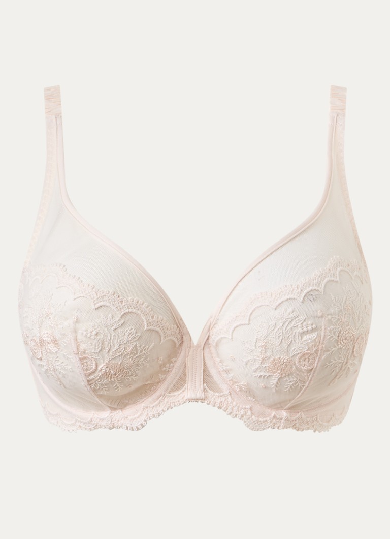 Simone Pérèle Dames Intrigue beugel bh van mesh met borduring in de kleur Lichtroze, maat: E75