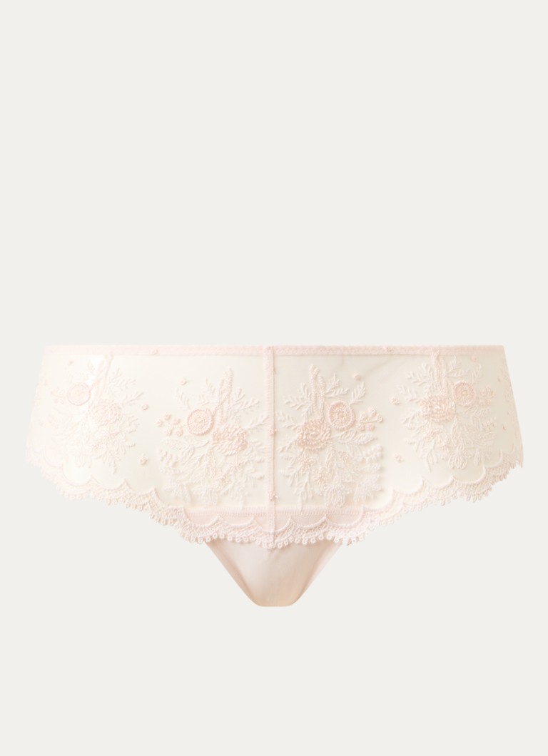 Simone Pérèle Dames Intrigue shorty van mesh met borduring in de kleur Lichtroze, maat: 36