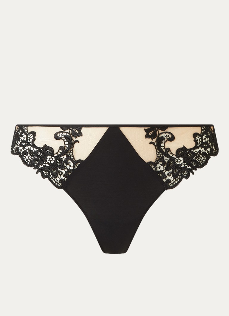 Simone Pérèle Dames Saga string met mesh in de kleur Zwart, maat: 42