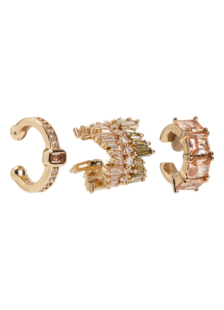 Franky Amsterdam Dames De Frosted Rose ear cuff verguld in set van 3