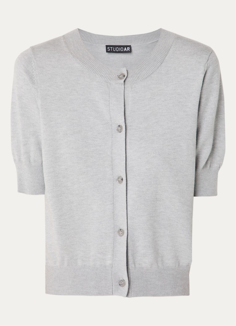 STUDIO AR Dames Noor fijngebreid vest met ronde hals in de kleur Grijs, maat: S