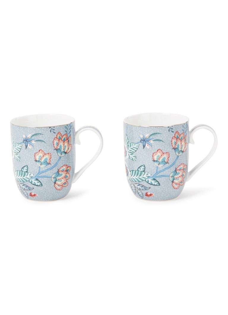 Pip Studio Flower Festival espressokopje 14,5 cl set van 2 Blauwgrijs - Deal