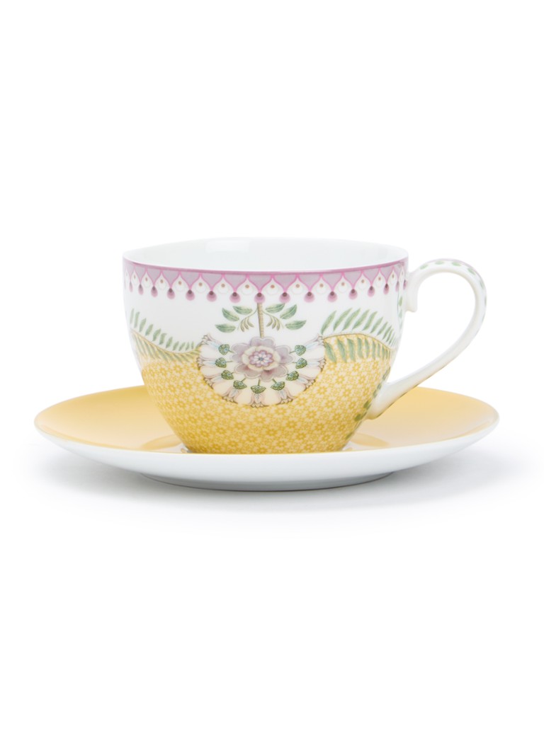 Pip Studio Lily & lotus kop en schotel 30 cl Geel - Deal