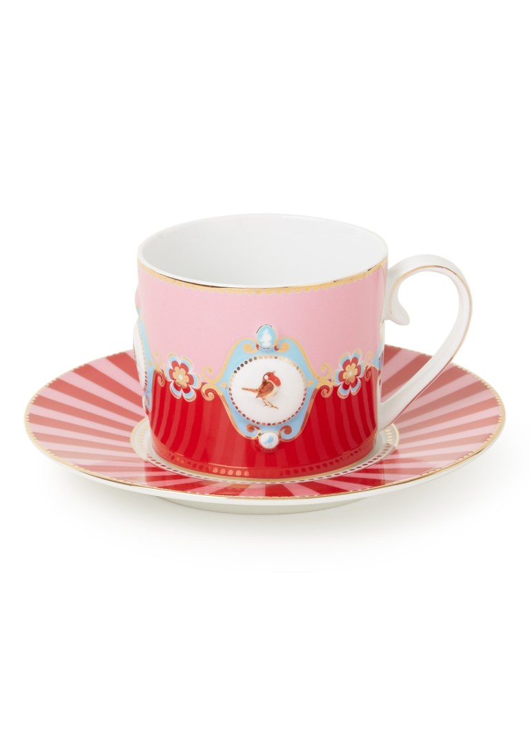 Pip Studio Love Birds Medallion kop & schotel 200 ml Steenrood - Deal