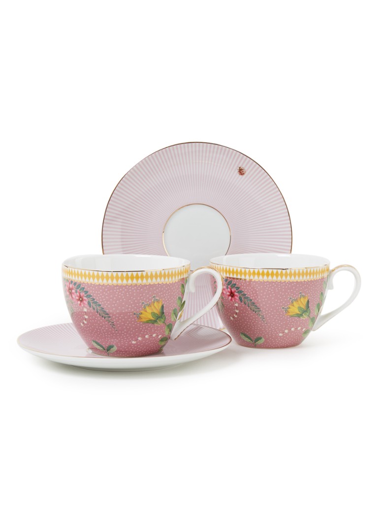 Pip Studio La Majorelle kop en schotel 28 cl set van 2 Roze - Deal