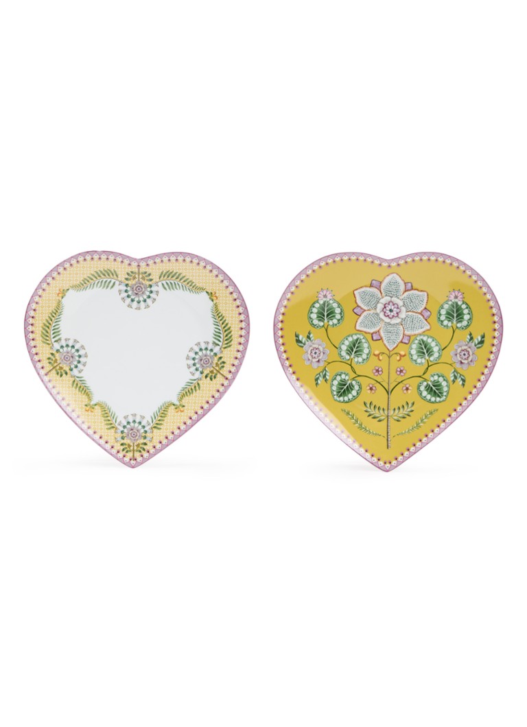 Pip Studio Lily & Lotus Hart ontbijtbord 21,5 cm set van 2 Okergeel - Deal