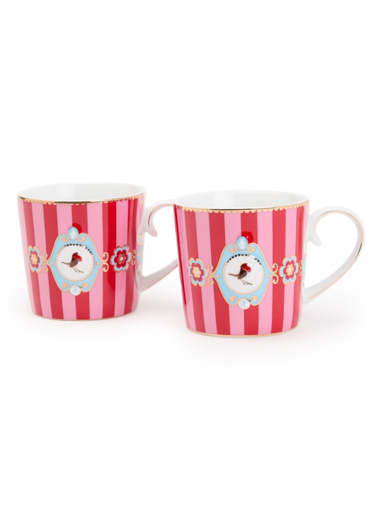 Pip Studio Love Birds espressokopje 19 cl set van 2 Rood - Deal