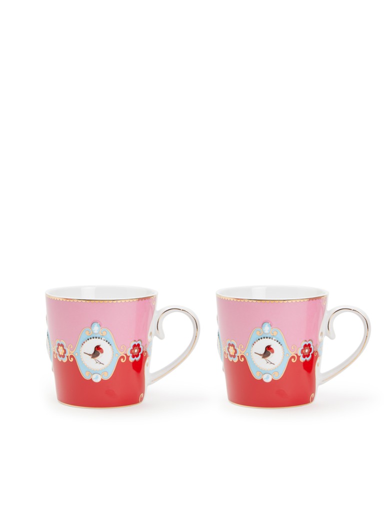 Pip Studio Love Birds espressokopje 19 cl set van 2 Roze - Deal