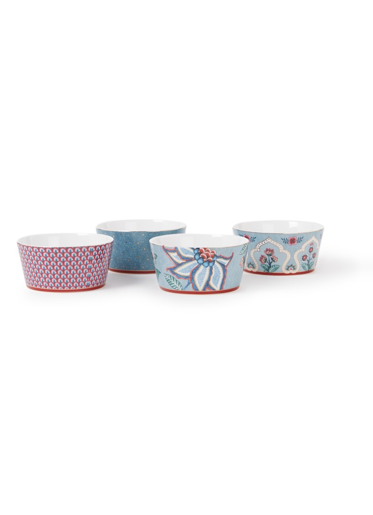 Pip Studio Flower Festival kom 12 cm set van 4 Blauw - Deal