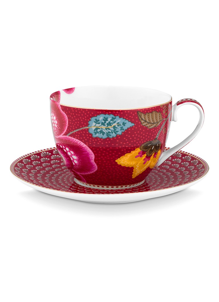 Pip Studio Blooming Tales Fantasy kop en schotel Donkerrood - Deal