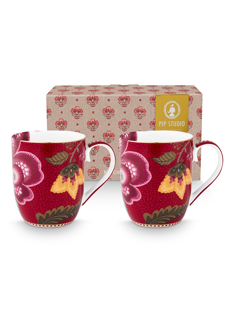 Pip Studio Blooming Tales Fantasy kopje set van 2 Donkerrood - Deal