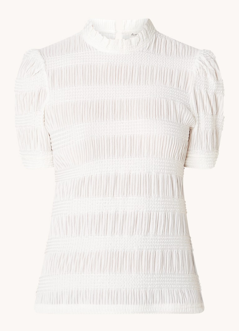 Phase Eight Dames Samiha T-shirt met smockwerk in de kleur Gebroken wit