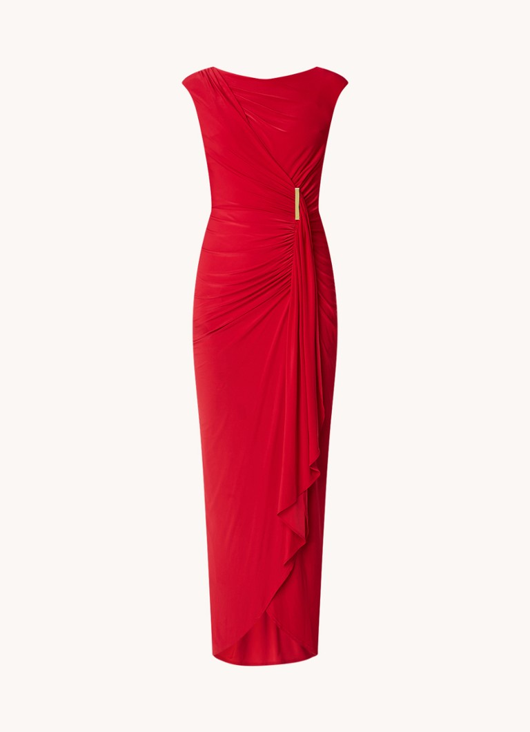 Phase Eight Dames Donna maxi jurk met plooi detail in de kleur Steenrood