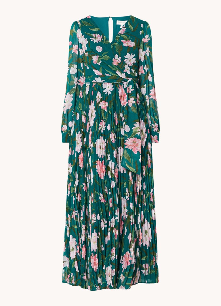 Phase Eight Dames Rosa maxi tuniekjurk met bloemenprint en plissé in de kleur Donkergroen