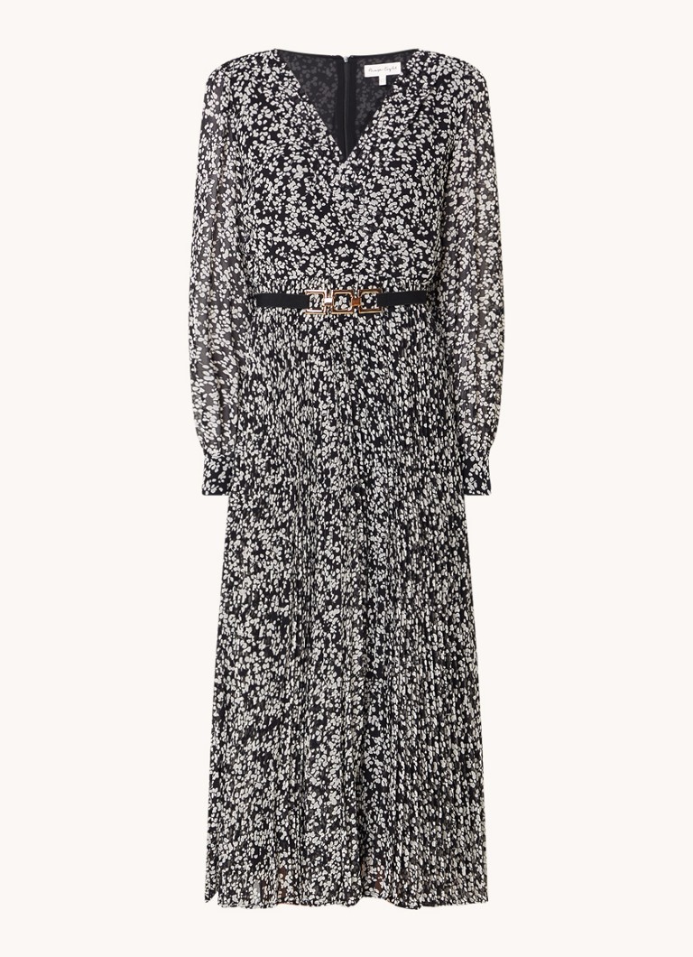 Phase Eight Dames Ayana midi tuniekjurk met bloemenprint en ceintuur in de kleur Zwart