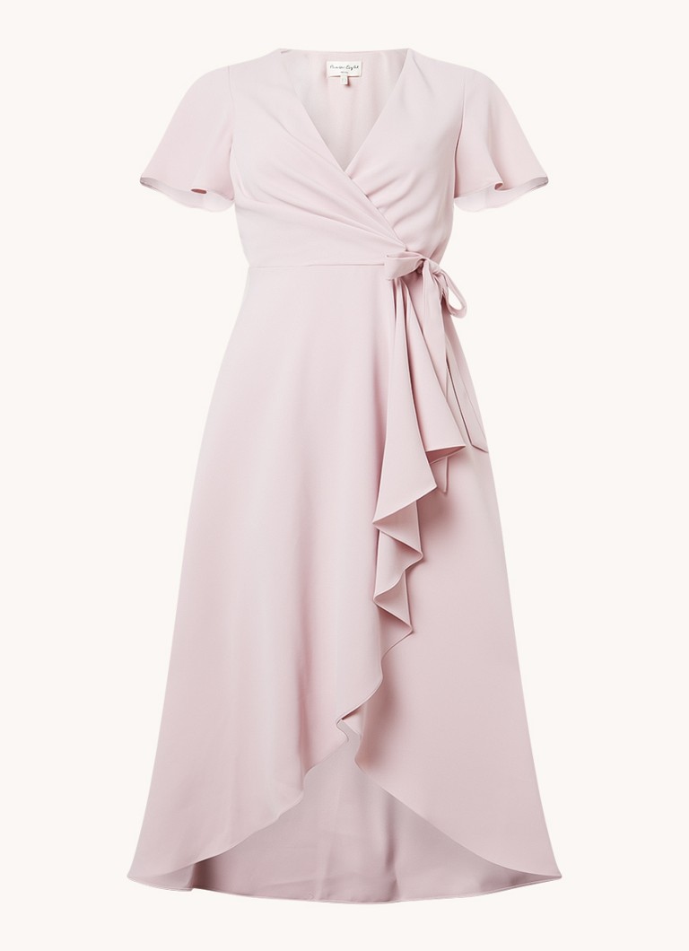 Phase Eight Dames Petite Julissa midi wikkeljurk met strikceintuur in de kleur Roze