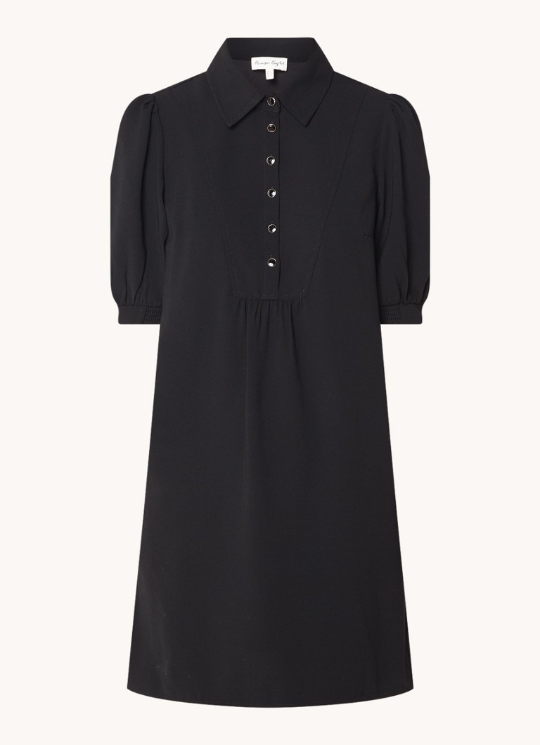 Phase Eight Dames Claudia mini blousejurk met steekzakken en pofmouw in de kleur Zwart