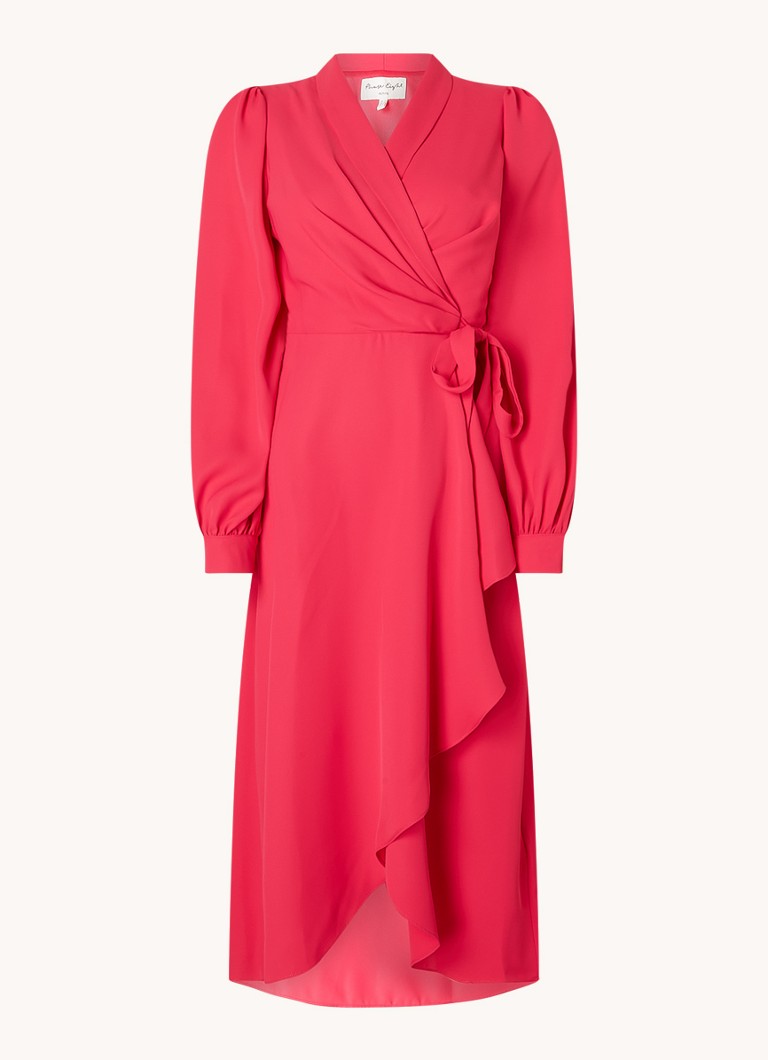 Phase Eight Dames Philippa midi wikkeljurk met V-hals in de kleur Donkerroze