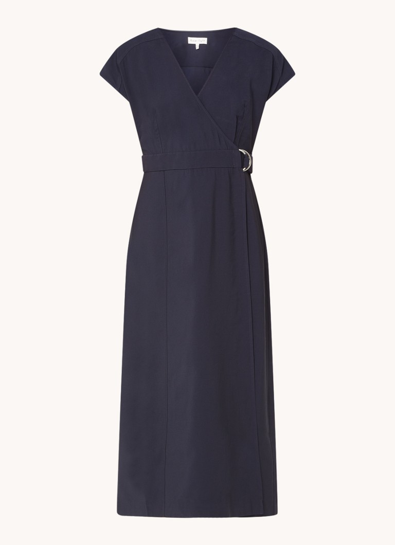 Phase Eight Dames Liv midi wikkeljurk met V-hals in de kleur Donkerblauw