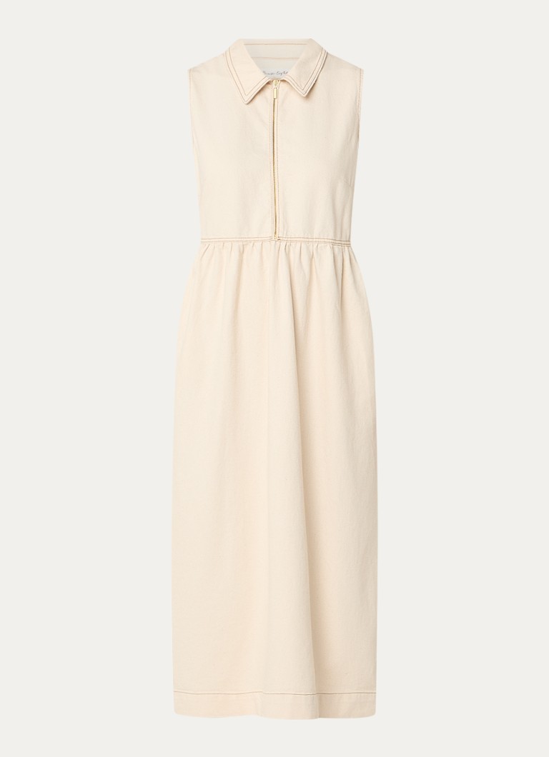 Phase Eight Dames Blakely midi denim jurk met kraag in de kleur Gebroken wit