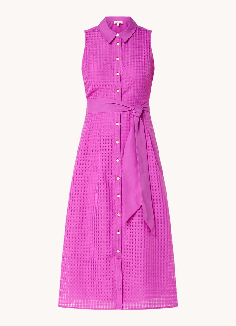 Phase Eight Dames Carey midi blousejurk met structuur en strikceintuur in de kleur Paars