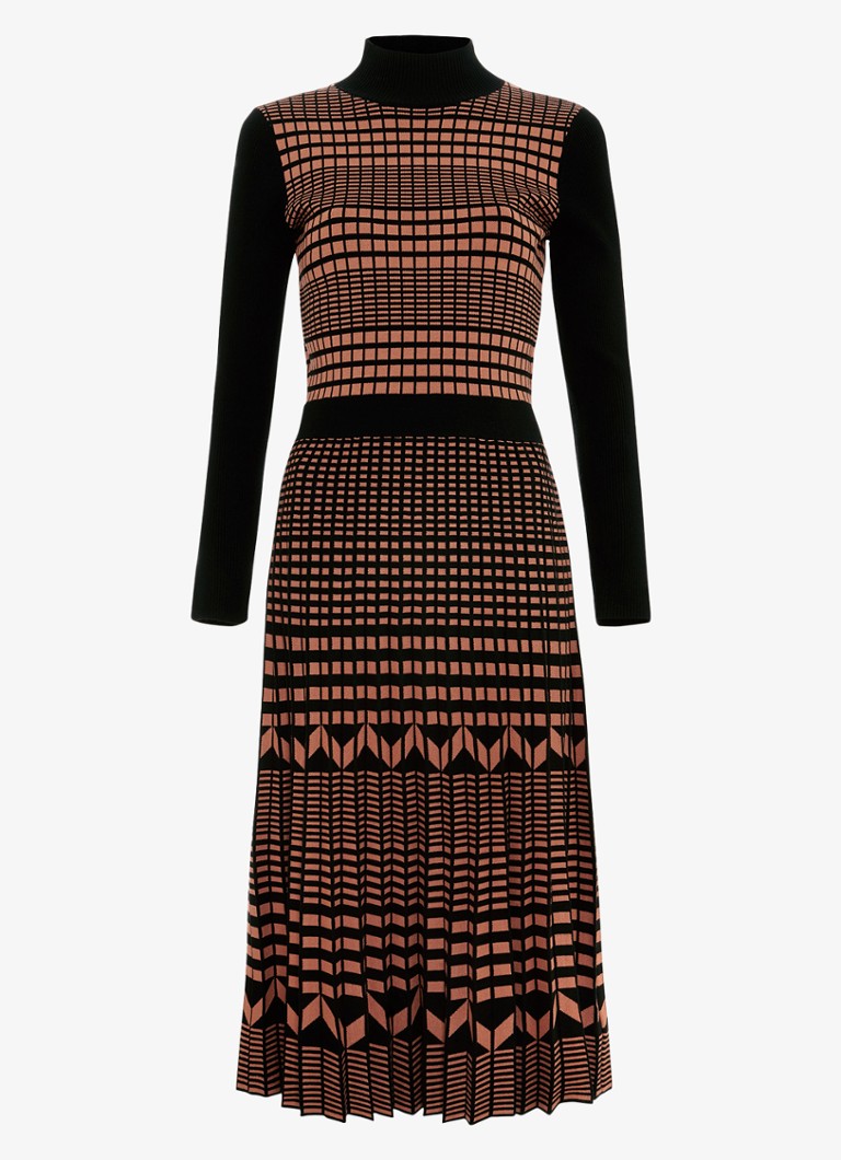 Phase Eight Dames Bethan midi jurk met grafische print in de kleur Roestbruin