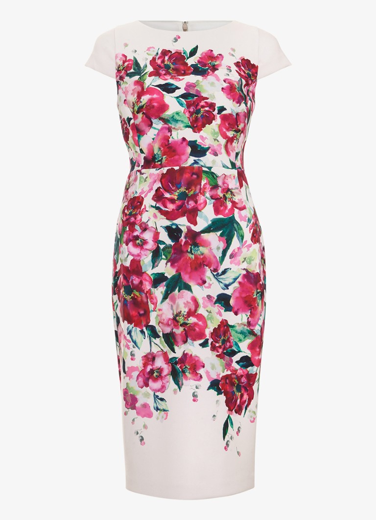 Phase Eight Dames Dannas midi jurk met bloemenprint in de kleur Roze