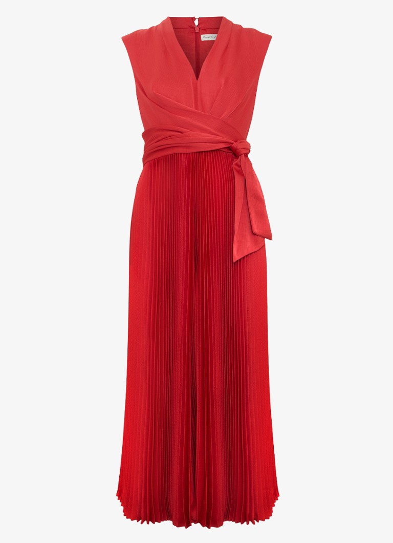 Phase Eight Dames Celestia midi jurk met plissé en strikdetail in de kleur Rood