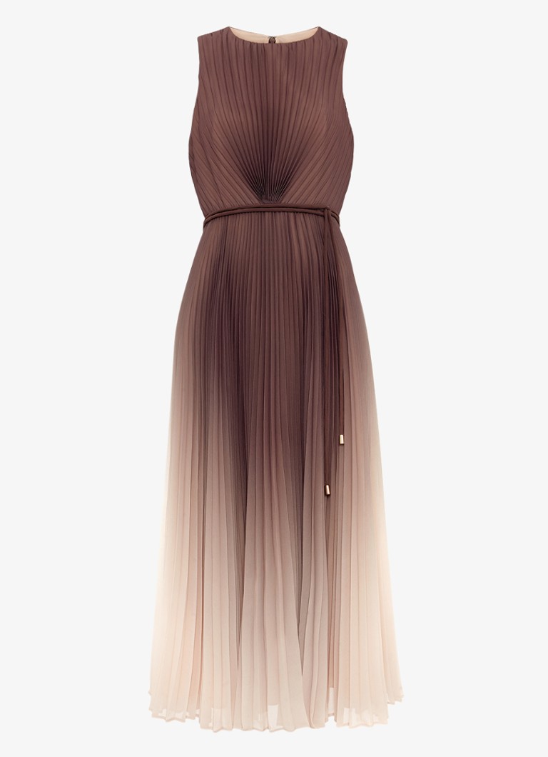 Phase Eight Dames Simara midi jurk met dip-dye dessin en plissé in de kleur Lichtbruin