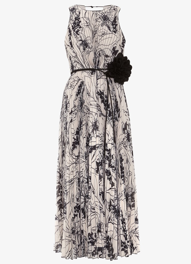 Phase Eight Dames Sandra midi jurk met print en plissé in de kleur Zwart