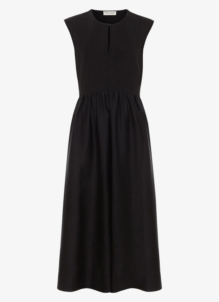 Phase Eight Dames Jenny midi jurk met steekzakken en plooien in de kleur Zwart