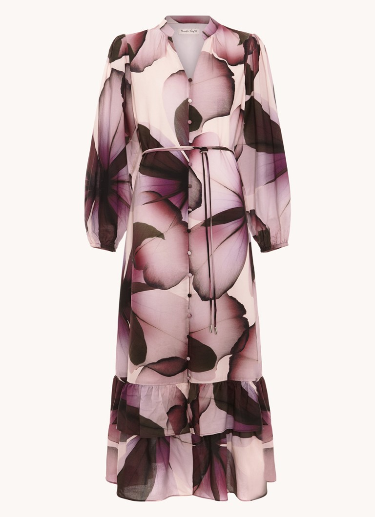 Phase Eight Dames Clarra midi blousejurk met bloemenprint in de kleur Paars
