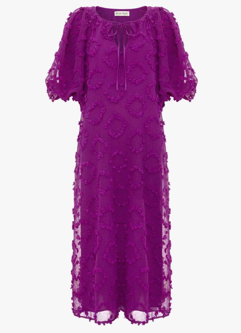 Phase Eight Dames Bella midi jurk met strikkraag en structuur in de kleur Paars