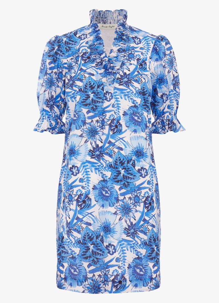 Phase Eight Dames Azelia mini tuniekjurk met bloemenprint in de kleur Blauw